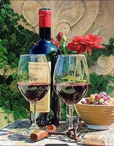 Still life with wine 40 * 50 cm. A set for creativity with rhinestones on a stretcher