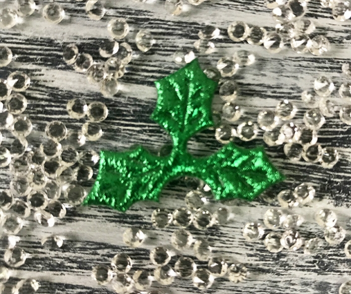 Textile decor Christmas shamrock, shiny, 4 cm, 100 pcs. per pack