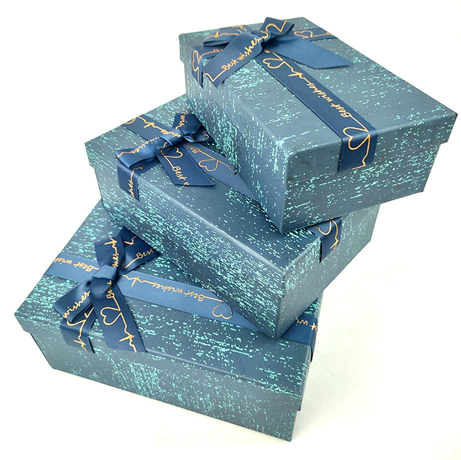 Set of gift boxes 3 pcs. in a pack. dark blue rectangular, matte