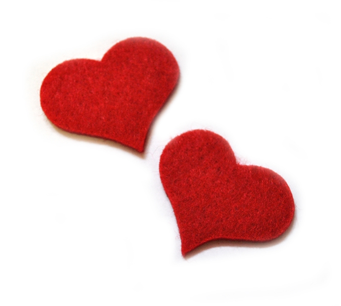 Felt decor Heart, red, 3.5 cm 2 pcs in a pack