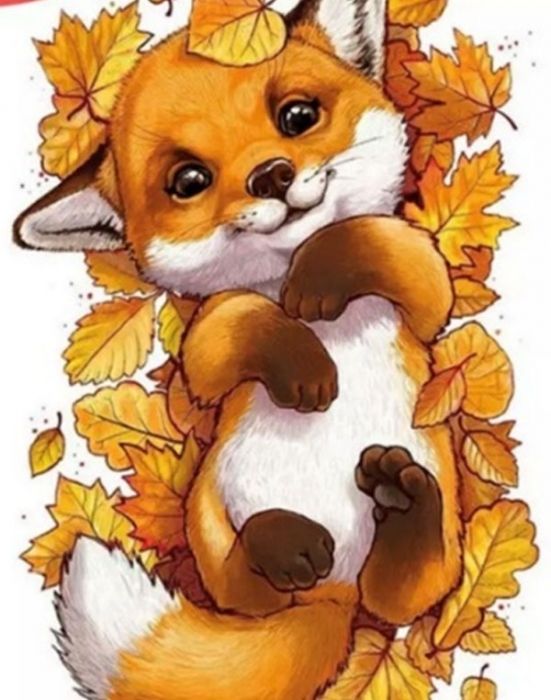 Set for creativity with rhinestones on cardboard 5D Cheerful fox 21 * 25cm