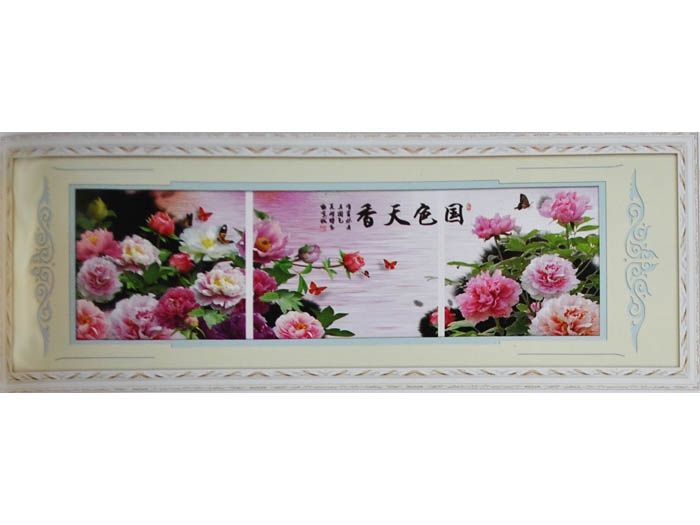 Kit embroidery cross Triptych Pink peonies