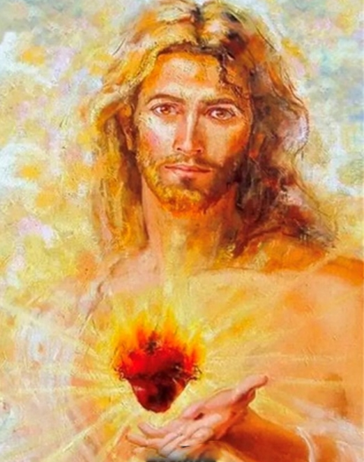 The fire of His heart. 40*50 cm. Set for creativity with rhinestones on canvas