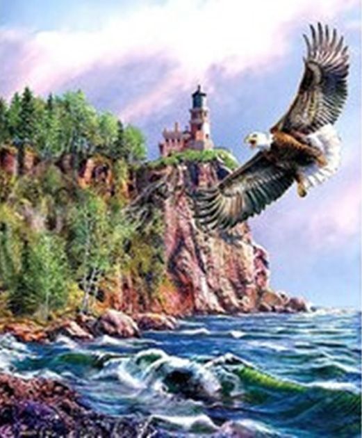 Free flight 21*25 cm. Set for creativity with rhinestones on 5D cardboard