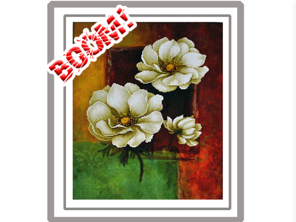 Kit embroidery cross White flowers