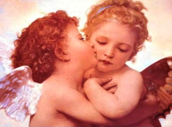Angel's Kiss, 50*40cm. Set with rhinestones (canvas+holder)