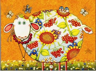 Kalina sheep. Art. Krutogolova, 21*25 cm. Set for creativity with rhinestones on cardboard 5D