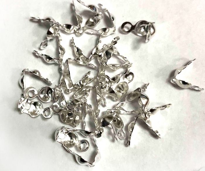 Фурнітура металева "Коллоти на два вушка", біле срібло, 3*7 мм