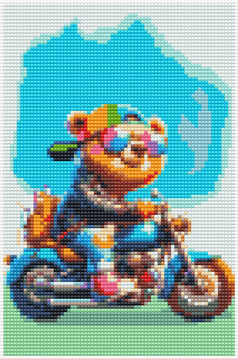 Biker, 20*30cm. Craft kit with rhinestones on a stretcher
