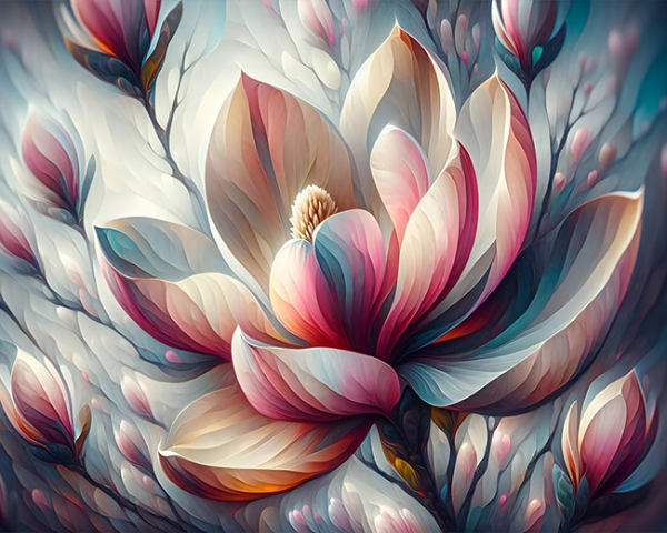 Fantastic magnolia. Set for creativity with rhinestones on a stretcher 40*50 cm
