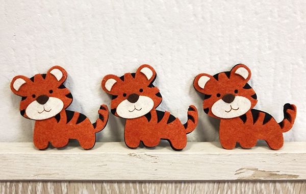 Decorative item made of felt Tiger cub, 7.5 cm, 30 pcs / pack.