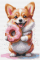 Pink donut. 20*30cm. Craft kit with rhinestones on a stretcher
