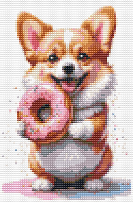 Pink donut. 20*30cm. Craft kit with rhinestones on a stretcher
