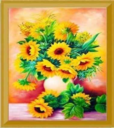Sunflowers 21 * 25 cm. Set for creativity with rhinestones on cardboard 5D
