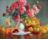 Still life with dahlias, 40*50 cm. Set for creativity with rhinestones on a stretcher