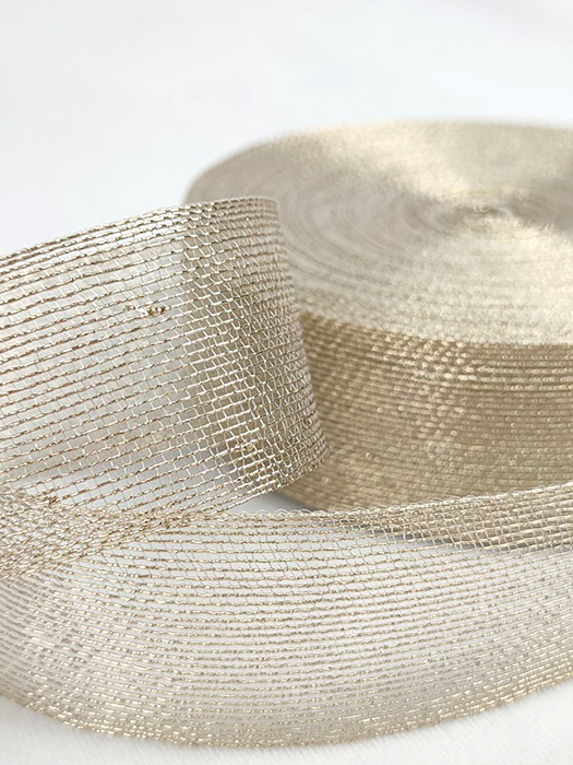 Jute ribbon 4cm, gold, 50 m per roll.