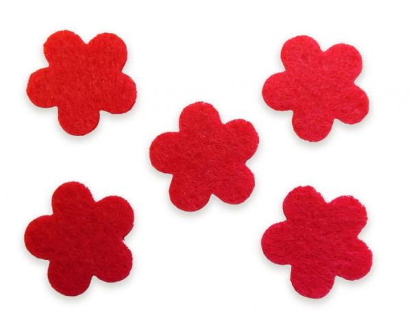 Decor made of felt Flower, crimson, 3 cm, 50 pcs per pack