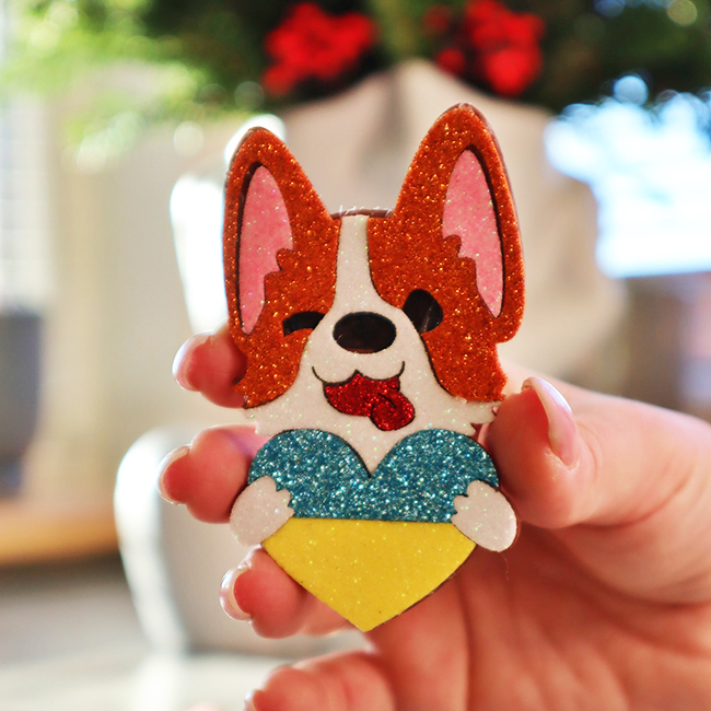 Dog with a heart, 8 cm, 10 pcs in a pack. (w / w). Decorative virib