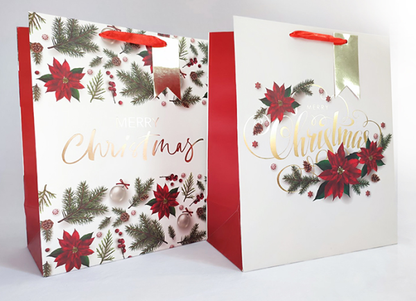 Пакет  25.4*30.5*12.7см  паперовий"Мerry christmas" 12шт в пак