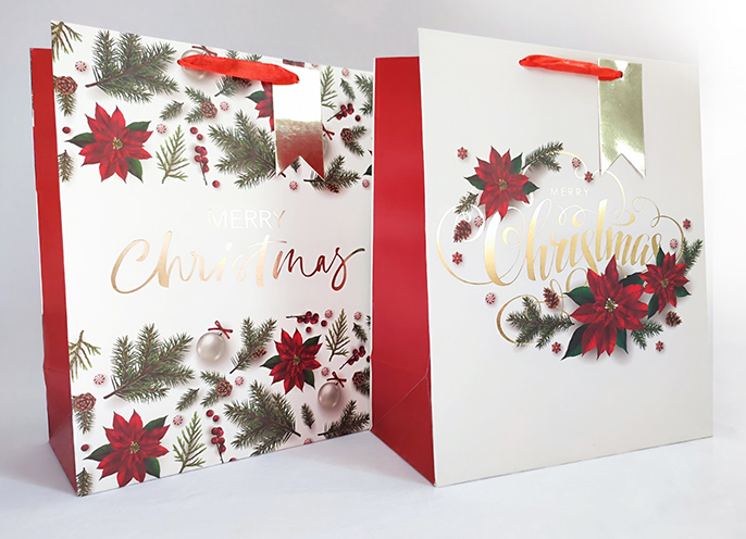 Пакет  25.4*30.5*12.7см  паперовий"Мerry christmas" 12шт в пак