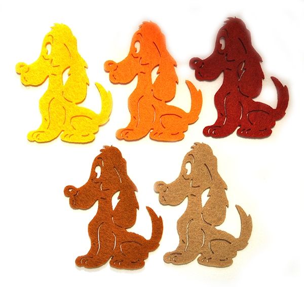 Decor of felt Puppy, 7 cm, 50 pcs / pack.