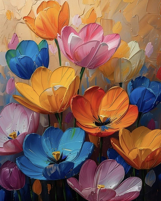 Spring Palette, 40*50 cm. Set with rhinestones on a stretcher