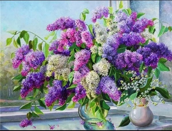 Lilac and lilies of the valley 40 * 50 cm. A set for creativity with rhinestones on a stretcher
