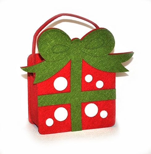 Basket made of felt Gift, red, 17 * 13 cm