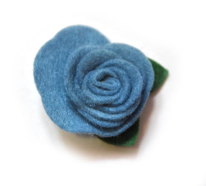 Decor of felt Rose, blue, 4 cm, 20 pc. / Yr