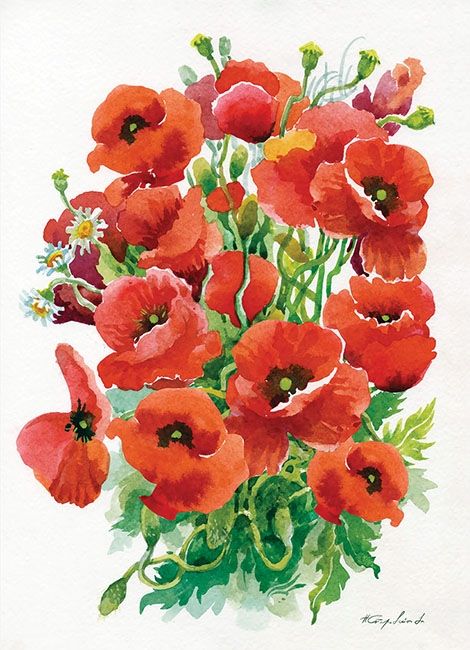 Poppies. Art. Starovoitova N. 20*30cm. Set for creativity with rhinestones on the frame