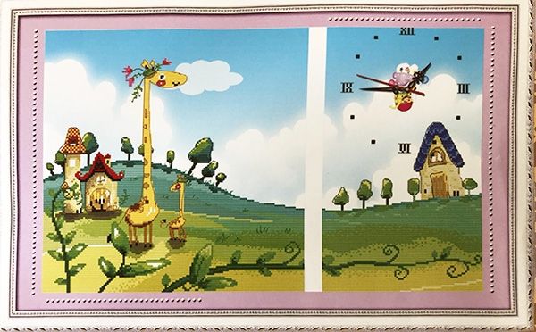 Embroidery kit 5D, 66 * 44 cm. Giraffes Watch