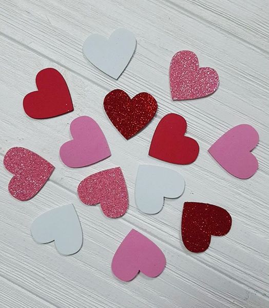 Decorative item Heart 4.5cm, 30 pcs per pack, mixed colors/U