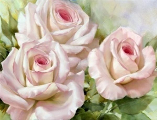 Delicate roses 40 * 50 cm. A set for creativity with rhinestones on a stretcher