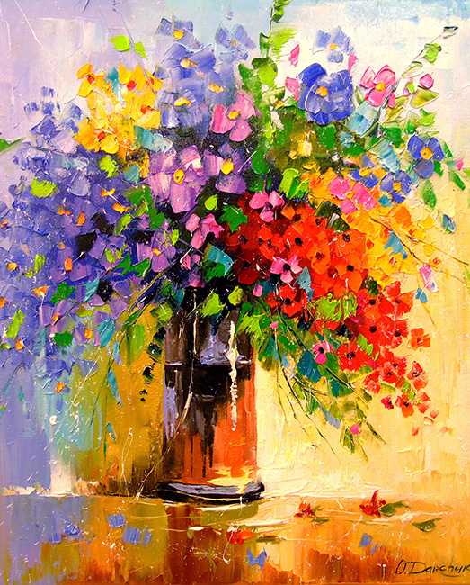 A bouquet of wild flowers. Darchuk O. 40*50 cm. Set for creativity with rhinestones on a stretcher