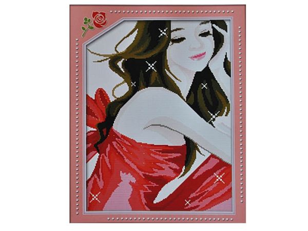 Kit embroidery cross Girl in red