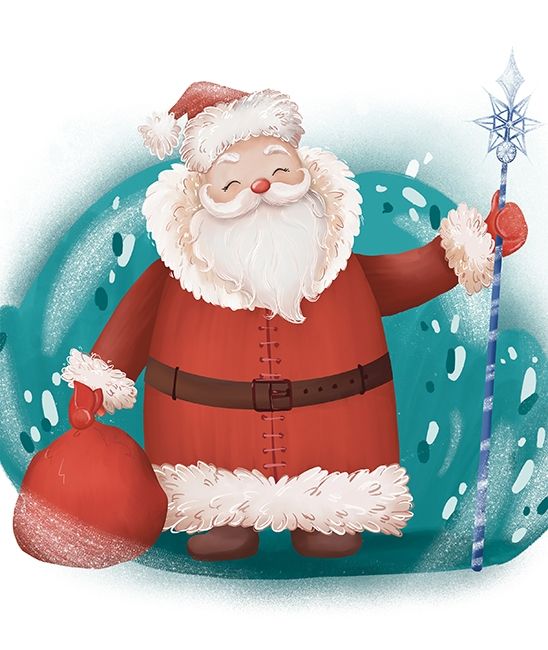 Santa. Siver O. 21*25 cm. Set for creativity with rhinestones on cardboard