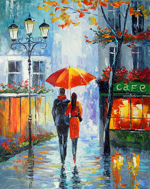 A romantic walk through the city. Darchuk 40*50 cm /U. Set for creativity with rhinestones on a stretcher