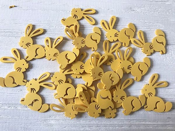 Decorative product Rabbit, 5 cm, yellow, 30 pcs.