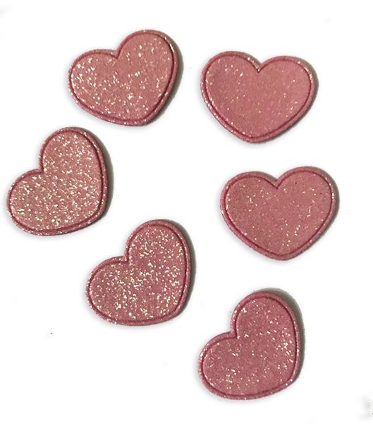 Decor with glitter "Heart", pink, 2.5 * 2 cm, 200 pcs per unit.