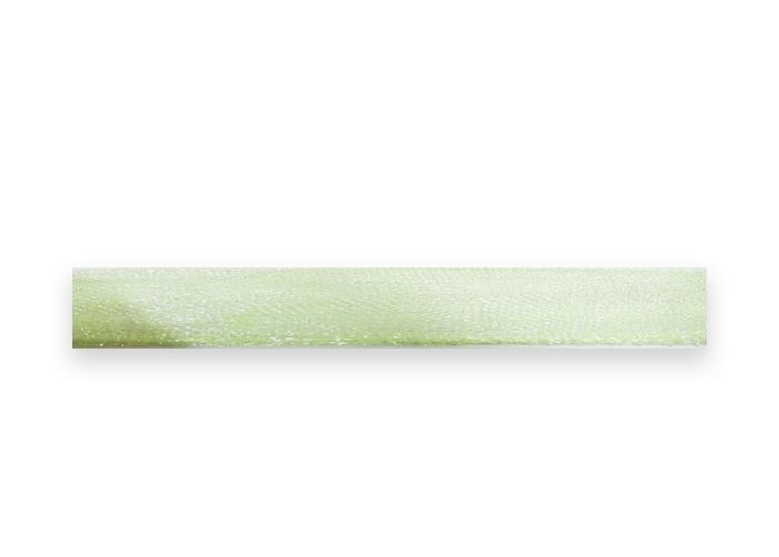 Tape made of organza, gently salad, w. 1 cm; 457 m in the rudder.