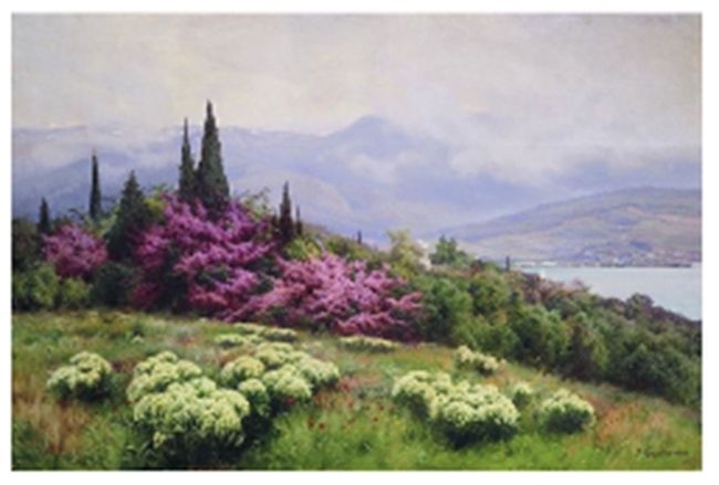 Spring in Crimea. Hud. Iosyf Krachkovsky, 30*40 cm. Set for creativity with rhinestones on a stretcher