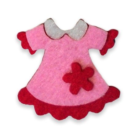 Decor of felt Dress, pink, 5 cm, 20 pcs per pack.