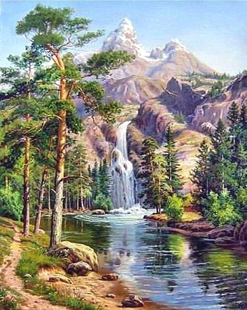 Waterfall 40*50 cm. Set for creativity with rhinestones on a stretcher