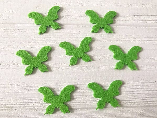 Decorative product made of felt Moth, 3.5 cm, 50 pcs per pack, lime / U,