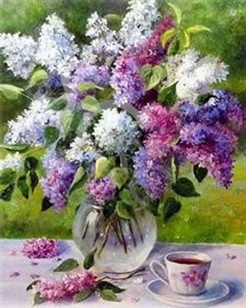 Lilac 40*50 cm. Set for creativity with rhinestones on a stretcher