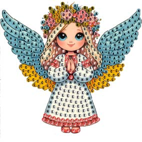 Set with rhinestones (sticker) Angel of Ukraine, 10*10 cm