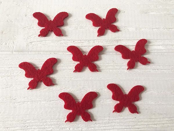 Decorative product made of felt Moth, 3.5 cm, 50 units per pack, red / U