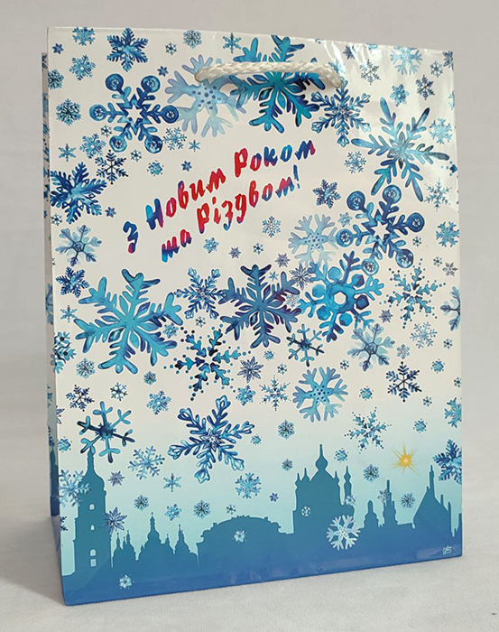 Пакет 23*18*10 "Сніжинки над містом"
