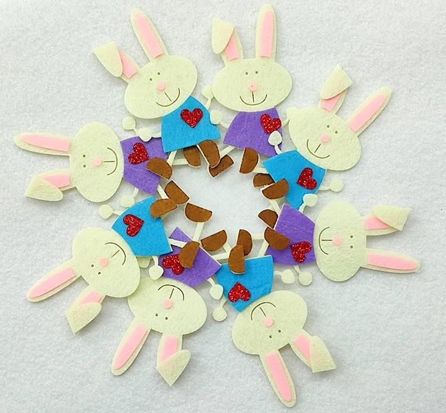 Decorative felt product Happy rabbit, 11 cm, 20 pcs in a pack