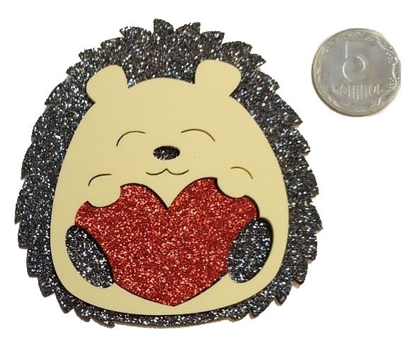Hedgehog with a heart, 8 cm, gray, 2 pcs in a pack. Decorative product.